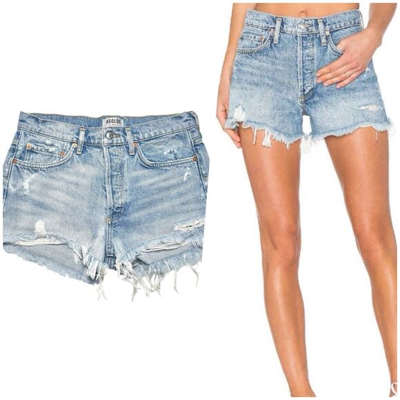 AGOLDEWomenParker Swap Meet Distressed Denim Cut Off ShortsSize 27